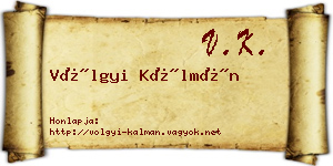 Völgyi Kálmán névjegykártya